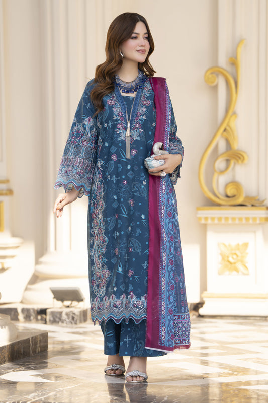 Khushi by Silver Teal – 3pc Cotton Long Shirt Ready to Wear Suit KBS4