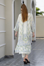 Sakeena Sheen Ivory Blue Floral Printed Poly Raw Silk 2pc Kaftan – SHH5