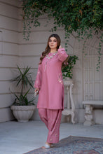Noura by Hemline Blush 2pc Viscose Suit with Farshi Shalwar NH3