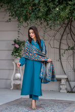 ZS5 Serah by Zaina 3pc Linen Long Shirt with Printed Velvet Shawl