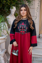 Noura by Hemline Black & Red Embroidered Long Frock 2pc Suit NH5