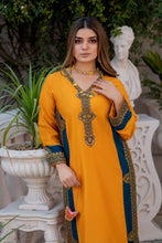Noura by Hemline Mustard & Teal Long 2pc Viscose Suit NH7