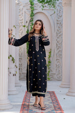 Noura by Hemline Black Long 2pc Viscose Ready to Wear Suit NH10