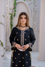 Noura by Hemline Black Long 2pc Viscose Ready to Wear Suit NH10