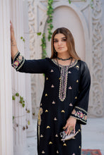Noura by Hemline Black Long 2pc Viscose Ready to Wear Suit NH10