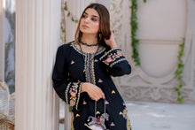 Noura by Hemline Black Long 2pc Viscose Ready to Wear Suit NH10