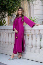 Noura by Hemline Fuchsia Embroidered Long 2pc Viscose Suit NH6