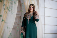 Noura by Hemline Emerald Embroidered Long 2pc Viscose Suit NH8