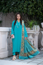 ZS1 Serah by Zaina 3pc Linen Suit with Printed Velvet Shawl