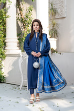 ZS10 Serah by Zaina 3pc Linen Long Shirt with Printed Velvet Shawl