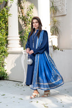 ZS10 Serah by Zaina 3pc Linen Long Shirt with Printed Velvet Shawl