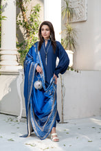 ZS10 Serah by Zaina 3pc Linen Long Shirt with Printed Velvet Shawl