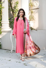 ZS2 Serah by Zaina 3pc Linen Long Shirt with Printed Velvet Shawl