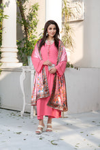 ZS2 Serah by Zaina 3pc Linen Long Shirt with Printed Velvet Shawl