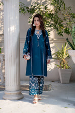 Noura by Hemline Teal Embroidered 2pc Viscose Ready to Wear Suit NH1