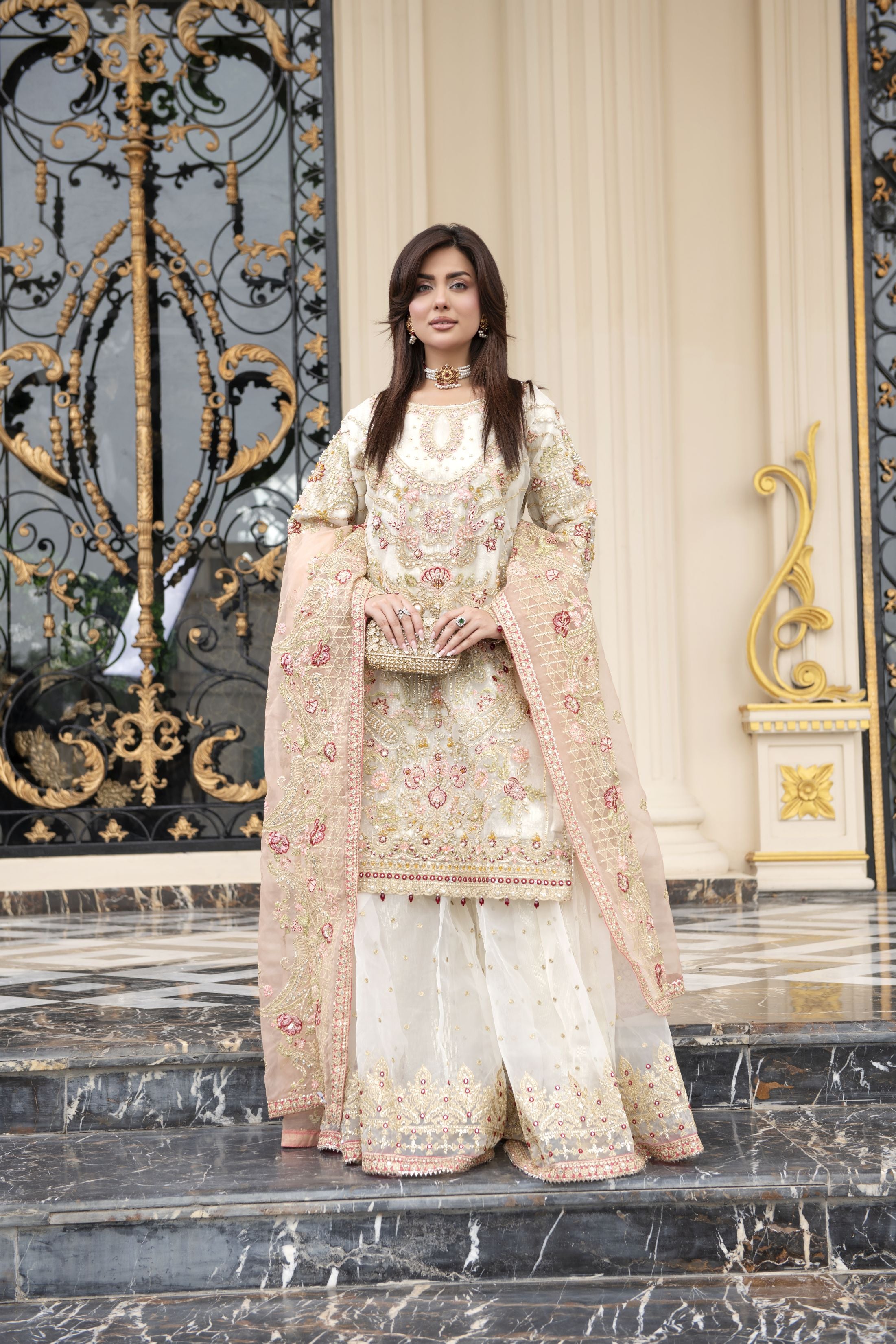 Sitara by Silver – 3pc Organza Handworked Shirt with Gharara SBS5