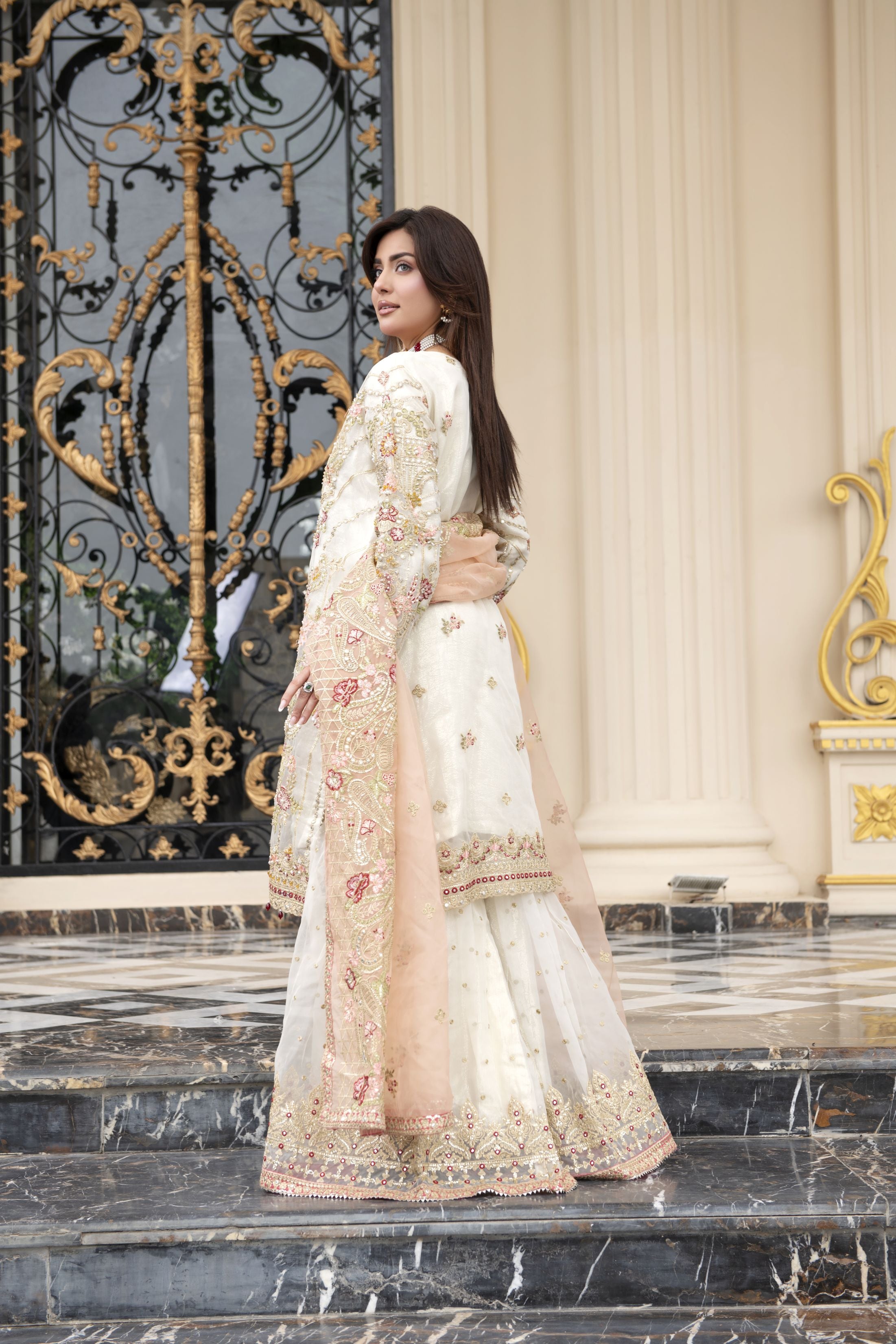 Sitara by Silver – 3pc Organza Handworked Shirt with Gharara SBS5