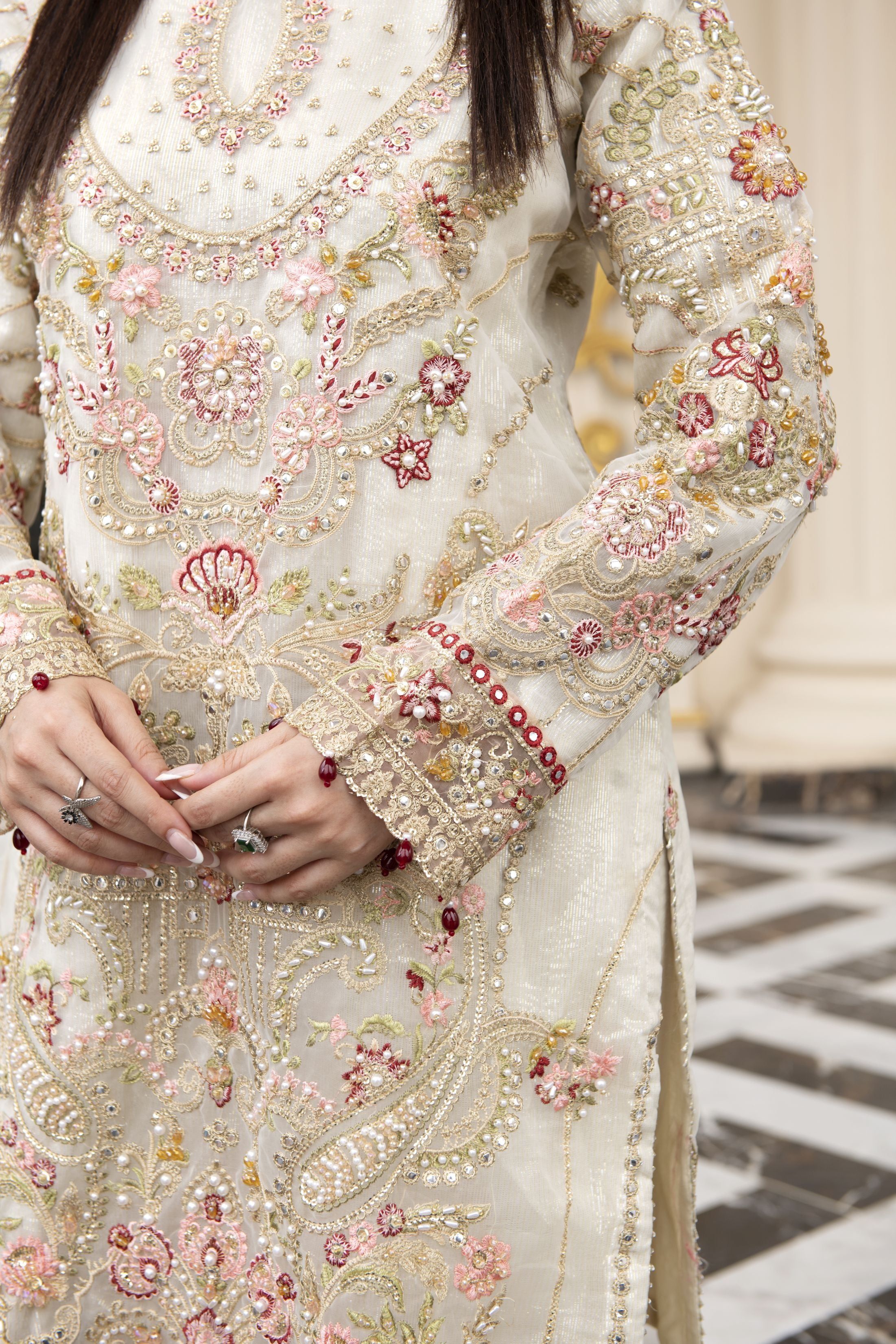 Sitara by Silver – 3pc Organza Handworked Shirt with Gharara SBS5