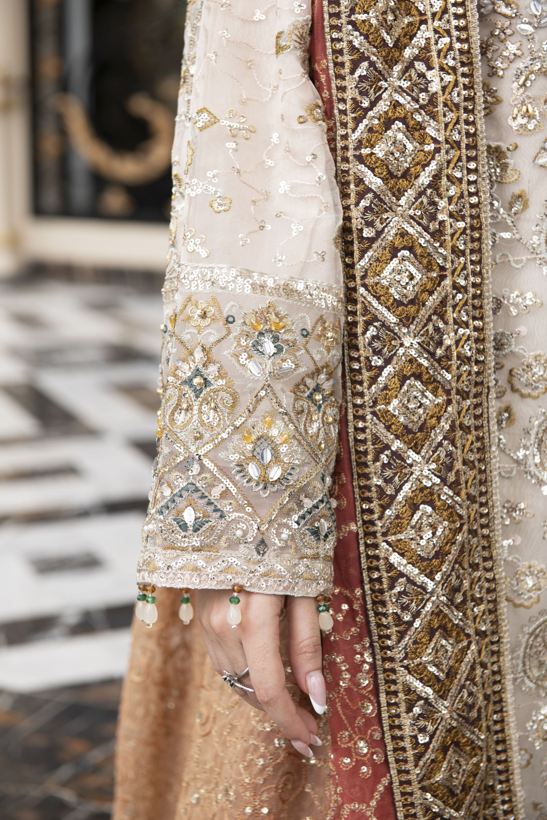 Sitara by Silver – 3pc Organza Handworked Dress with Net Sharara SBS7