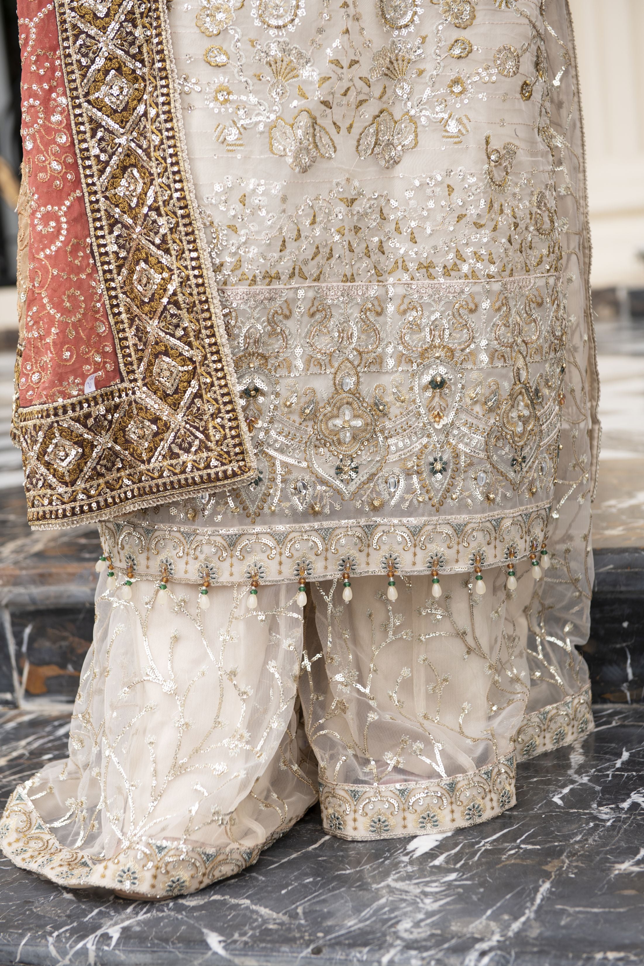 Sitara by Silver – 3pc Organza Handworked Dress with Net Sharara SBS7