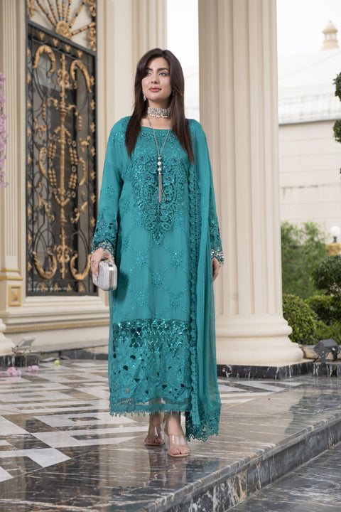 Sitara by Silver – 3pc Chiffon Cutwork & Handworked Formal Dress SBS4
