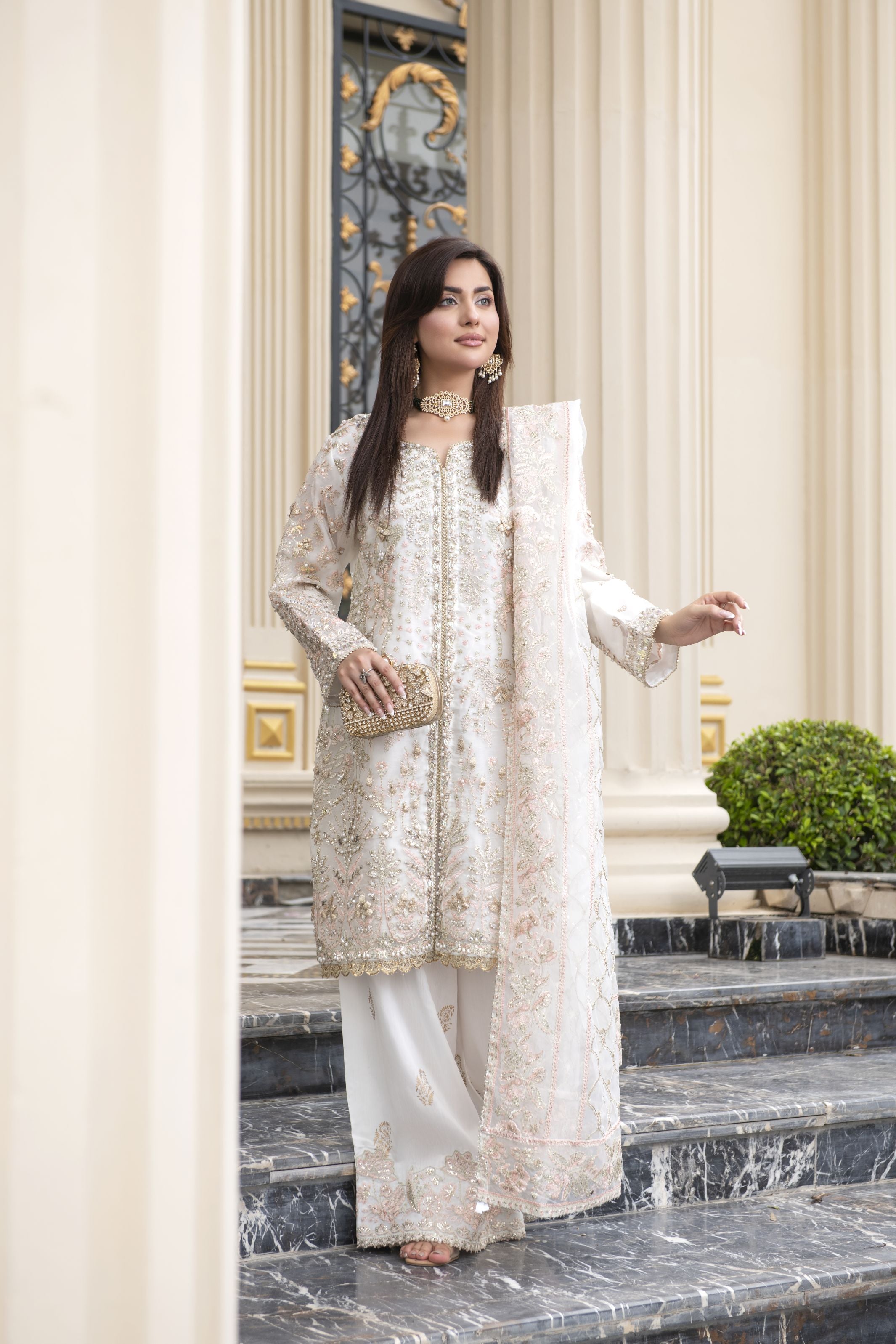 Sitara by Silver – 3pc Organza Embroidered & Handworked Dress SBS3