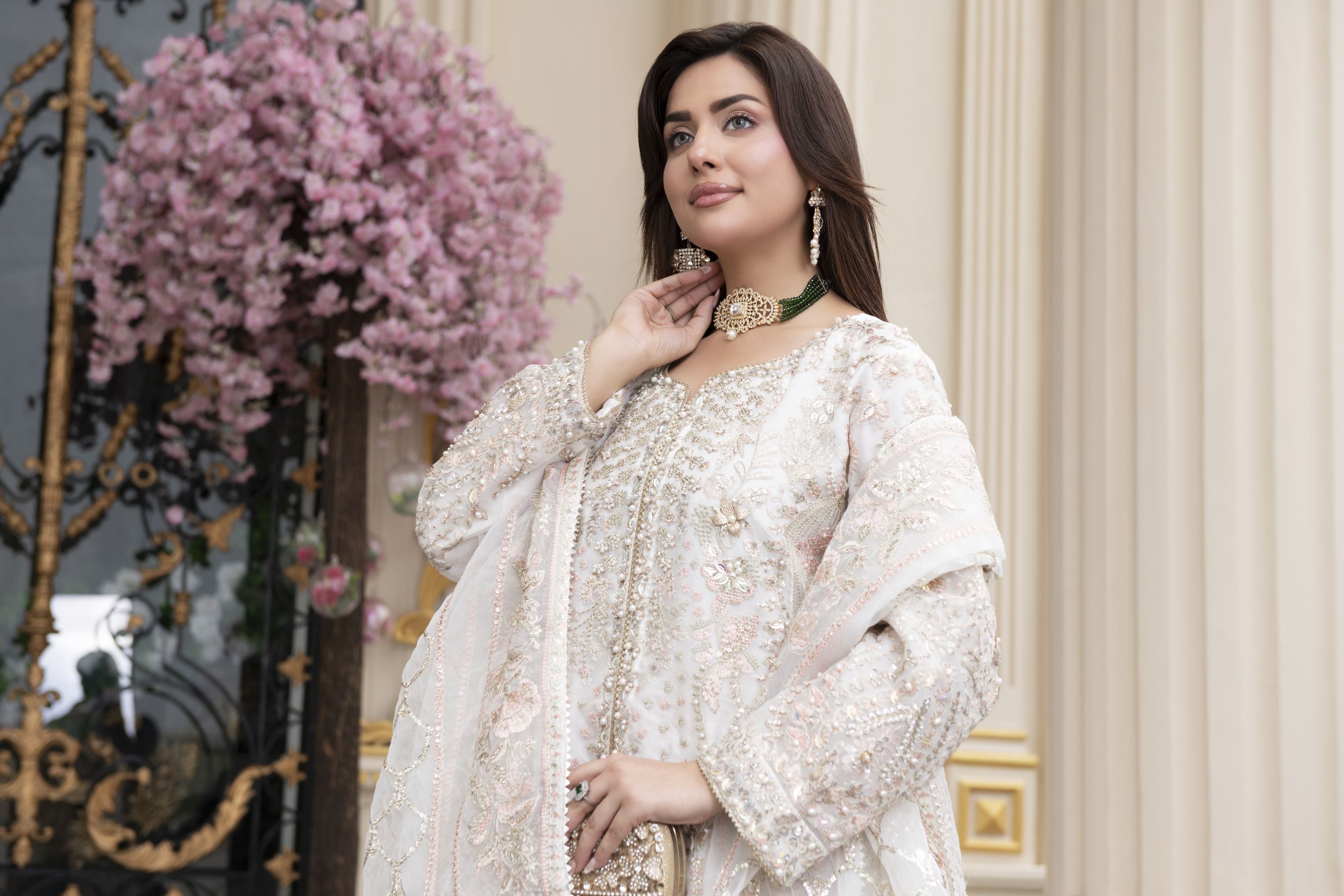 Sitara by Silver – 3pc Organza Embroidered & Handworked Dress SBS3