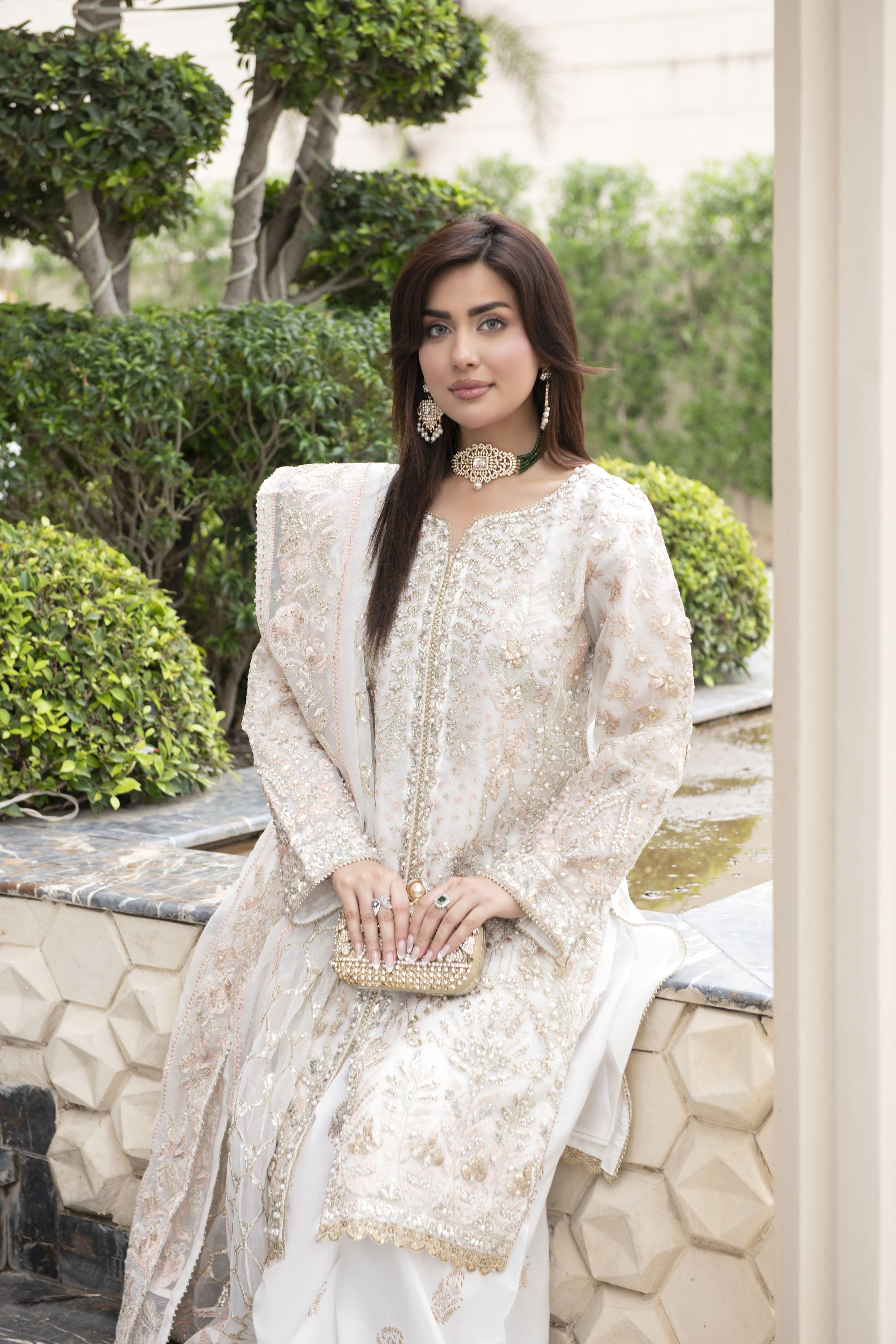 Sitara by Silver – 3pc Organza Embroidered & Handworked Dress SBS3