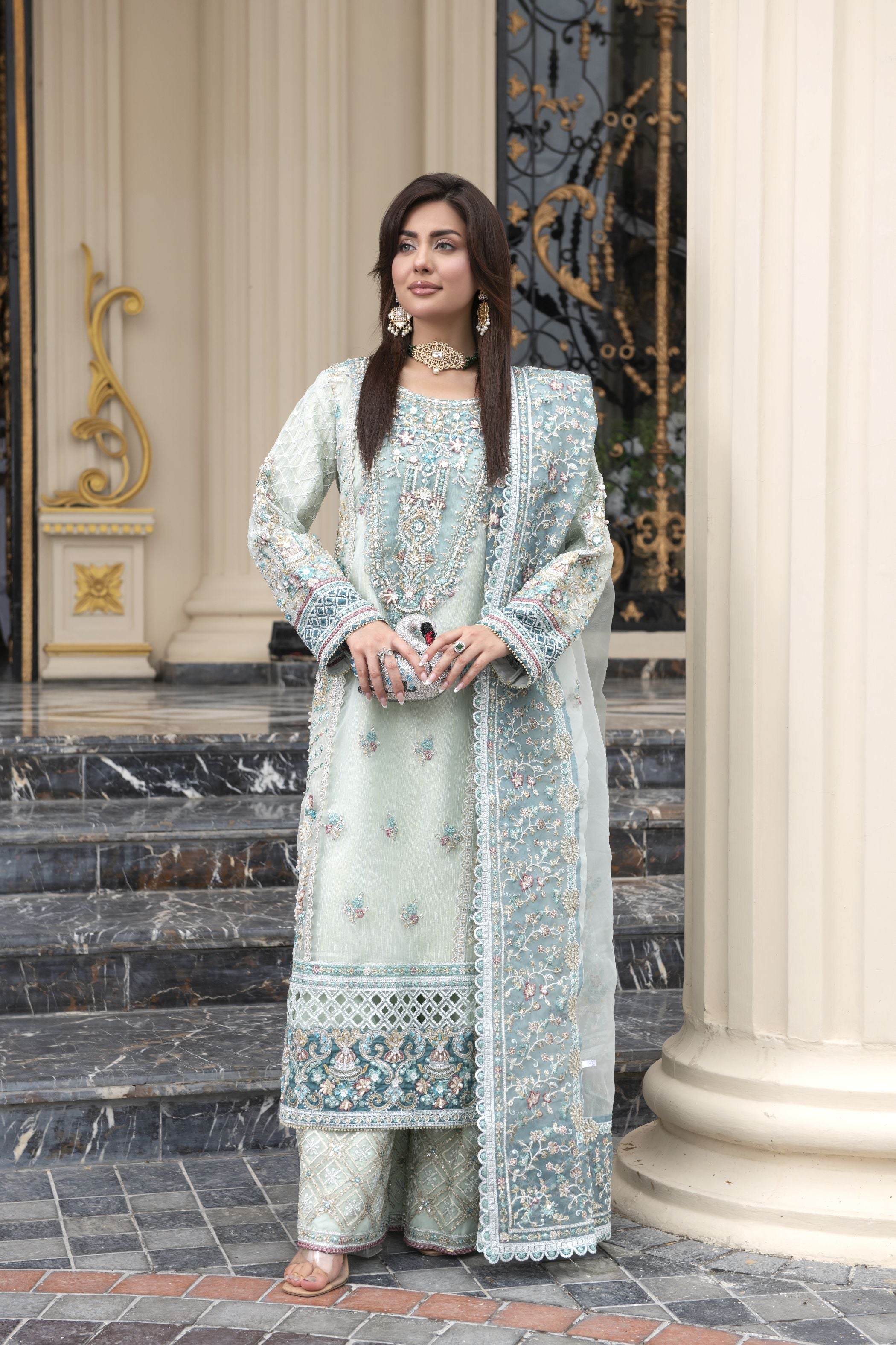 Sitara by Silver – 3pc Organza Handworked Formal Dress SBS2