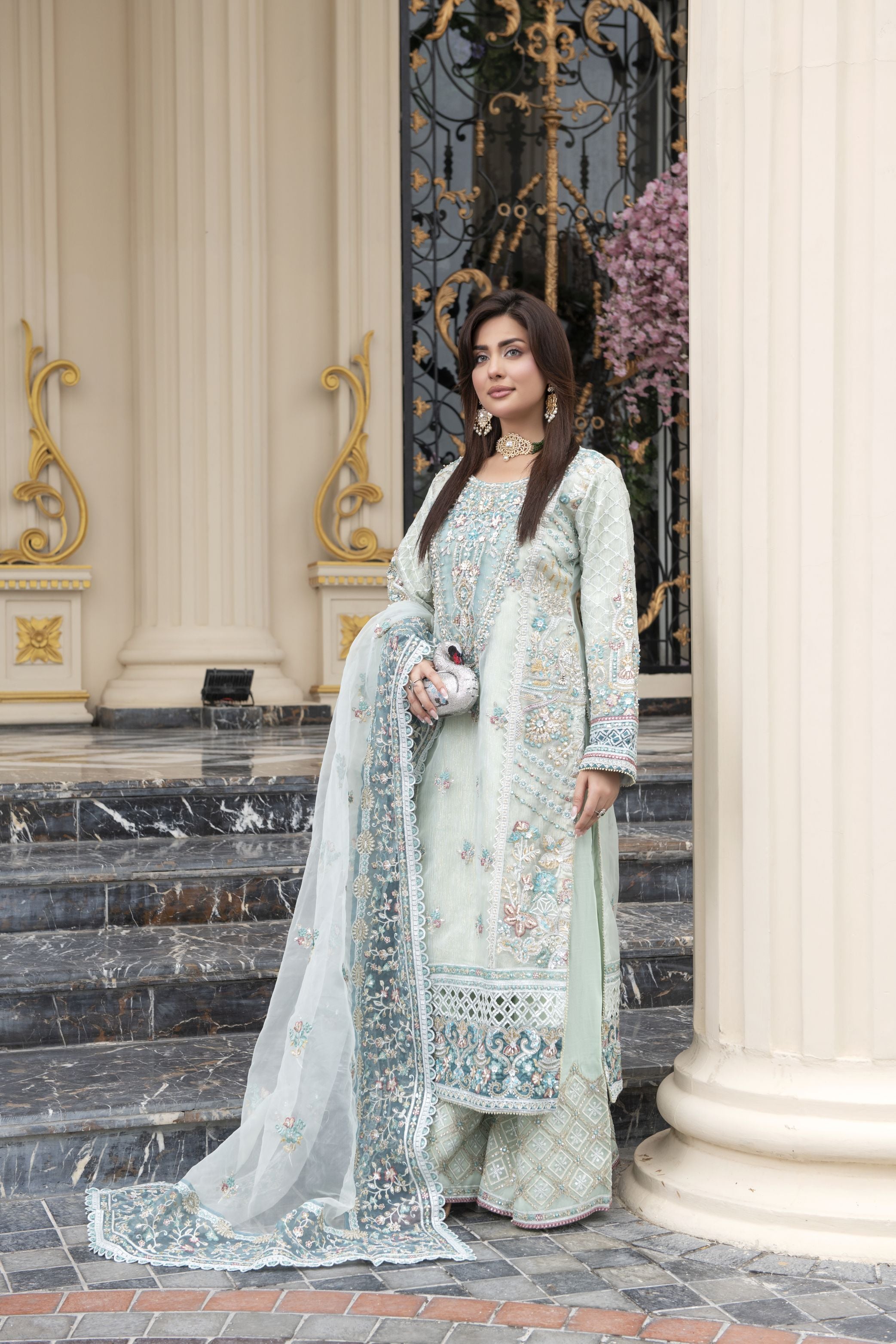 Sitara by Silver – 3pc Organza Handworked Formal Dress SBS2