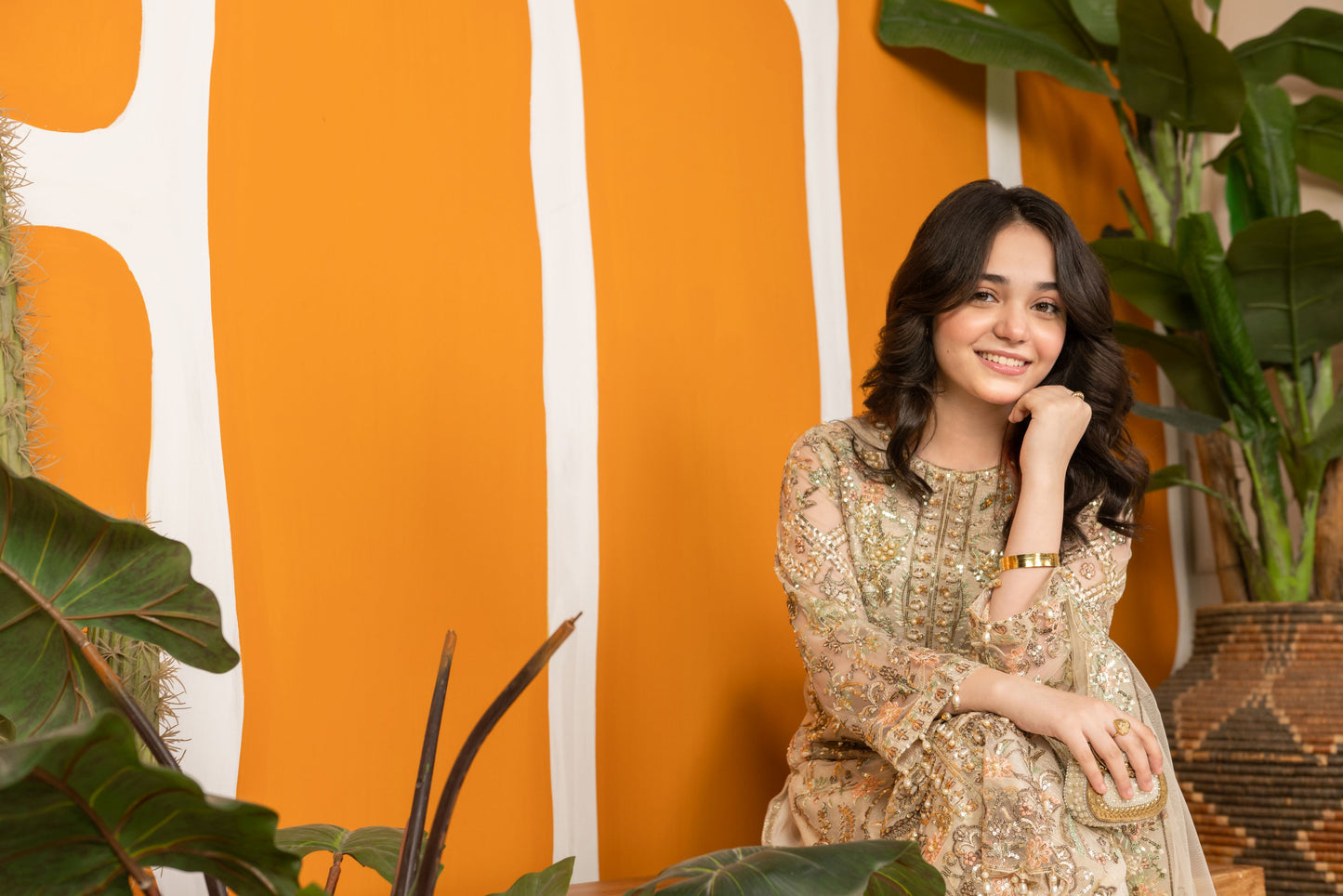 Zaiwaraat by Arwah – Off White Handworked Net Shirt with Sequin Sharara – ZWR15