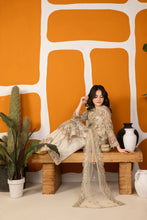 Zaiwaraat by Arwah – Off White Handworked Net Shirt with Sequin Sharara – ZWR15