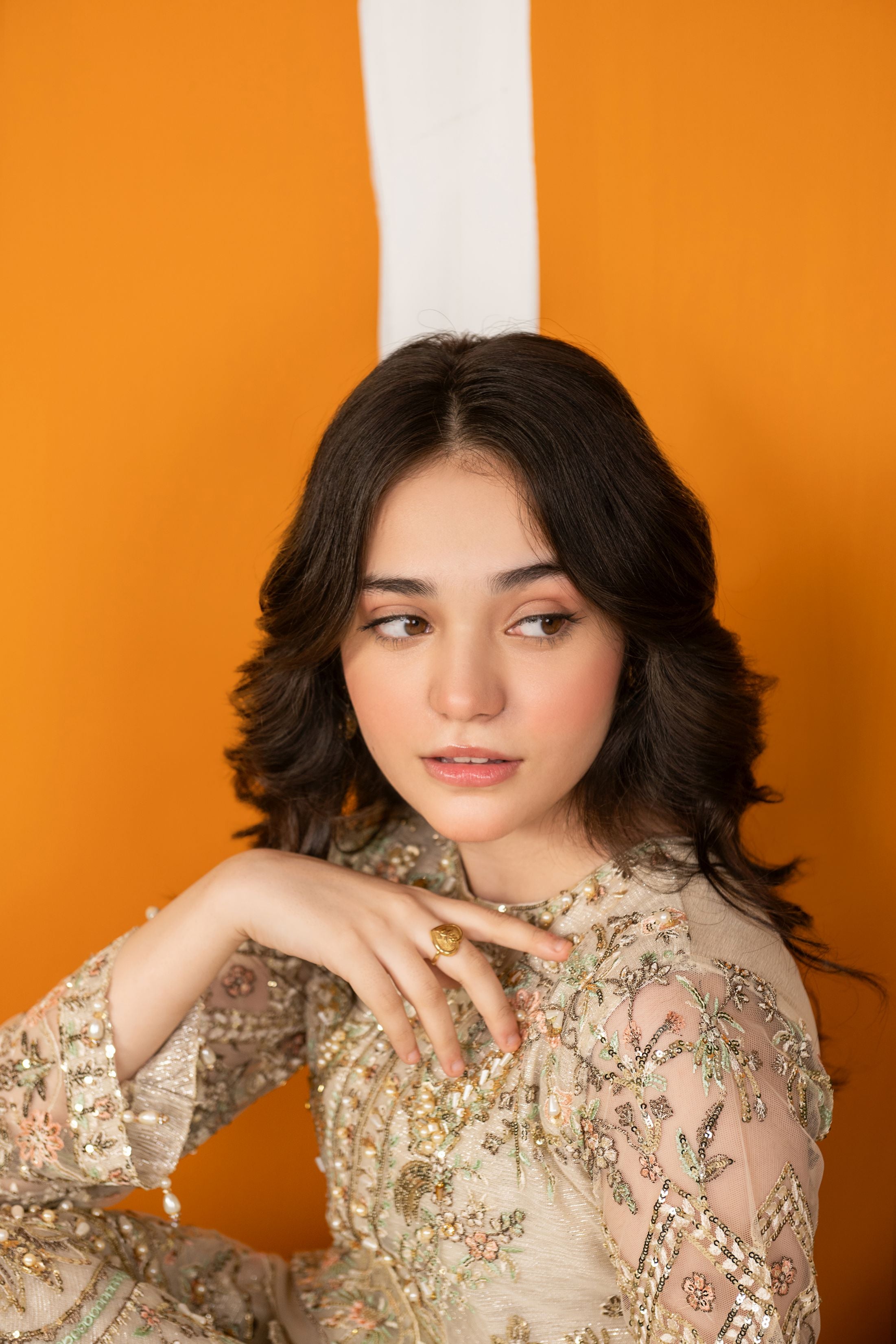 Zaiwaraat by Arwah – Off White Handworked Net Shirt with Sequin Sharara – ZWR15