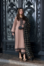 Zimal 3pc Linen Dress with Velvet-Thread Jacquard Shawl ZW8