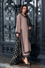 Zimal 3pc Linen Dress with Velvet-Thread Jacquard Shawl ZW8