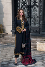 Zimal 3pc Linen Dress with Velvet-Thread Jacquard Shawl ZW4
