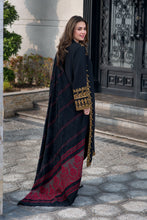 Zimal 3pc Linen Dress with Velvet-Thread Jacquard Shawl ZW4