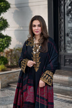 Zimal 3pc Linen Dress with Velvet-Thread Jacquard Shawl ZW4
