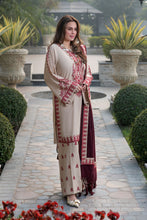 Zimal 3pc Linen Dress with Velvet-Thread Embroidered Shawl ZW7