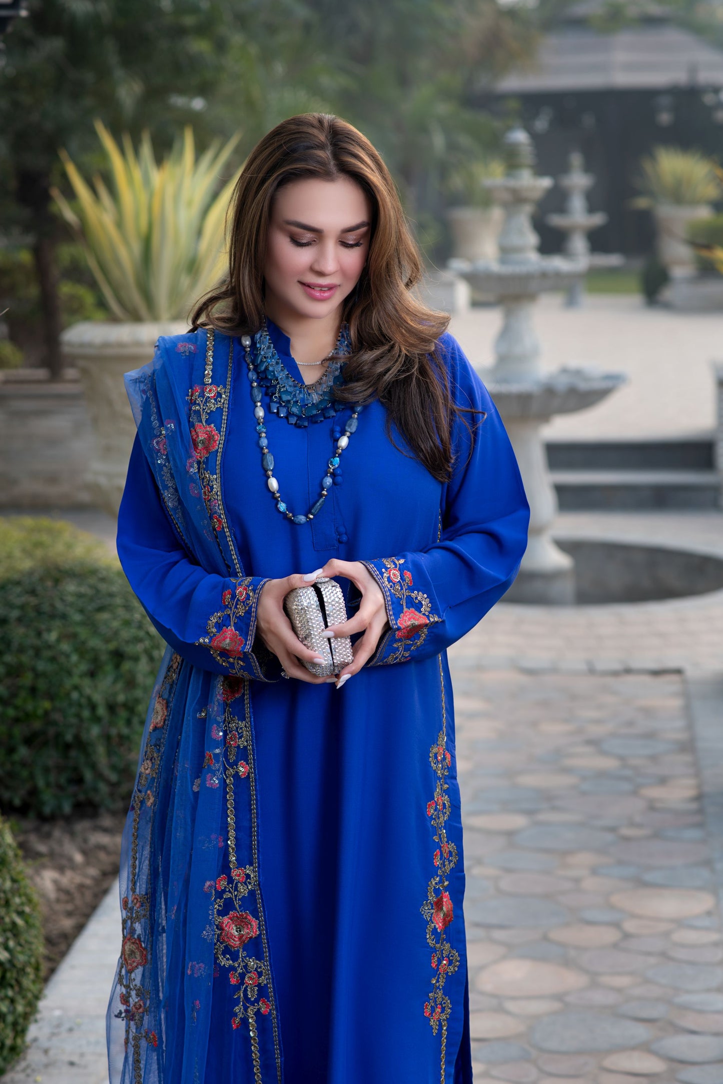 Zimal 3pc Ready to Wear Linen Embroidered Dress with Net Dupatta ZW1