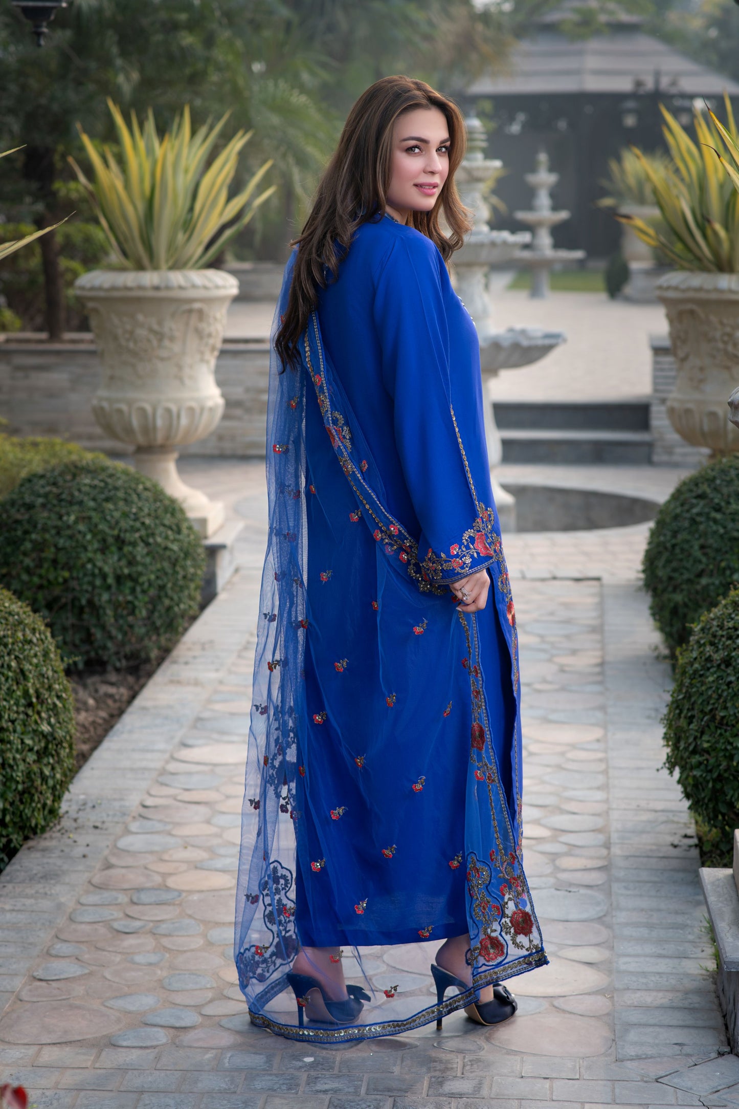 Zimal 3pc Ready to Wear Linen Embroidered Dress with Net Dupatta ZW1