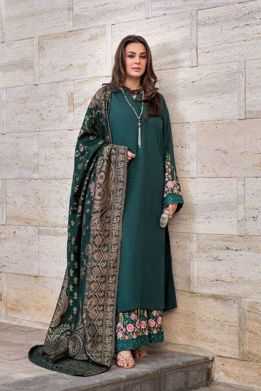 Zimal 3pc Winter Linen Dress with Multani Jacquard Shawl ZW10