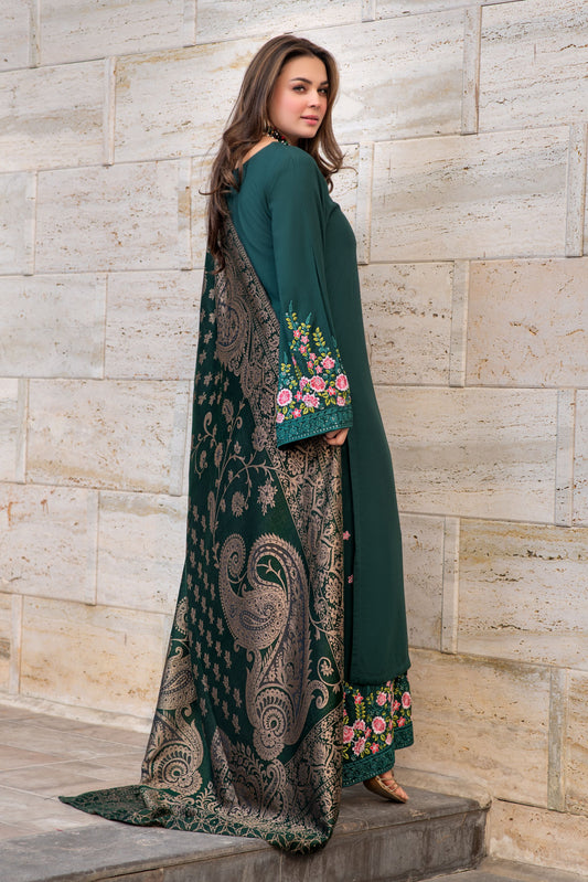 Zimal 3pc Winter Linen Dress with Multani Jacquard Shawl ZW10