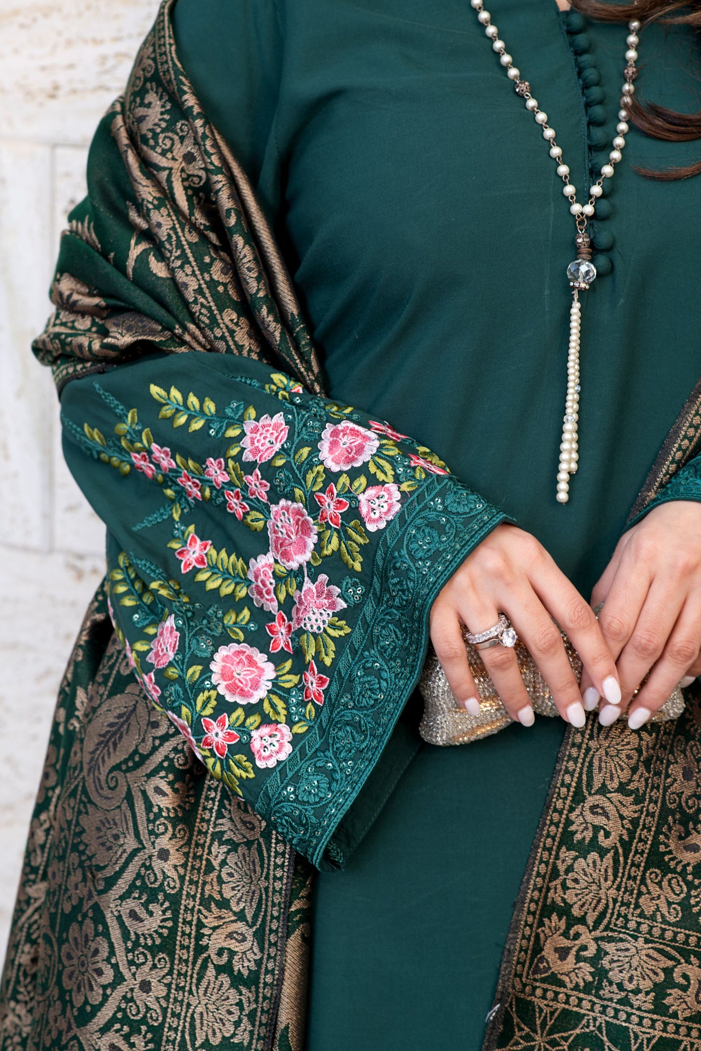 Zimal 3pc Winter Linen Dress with Multani Jacquard Shawl ZW10