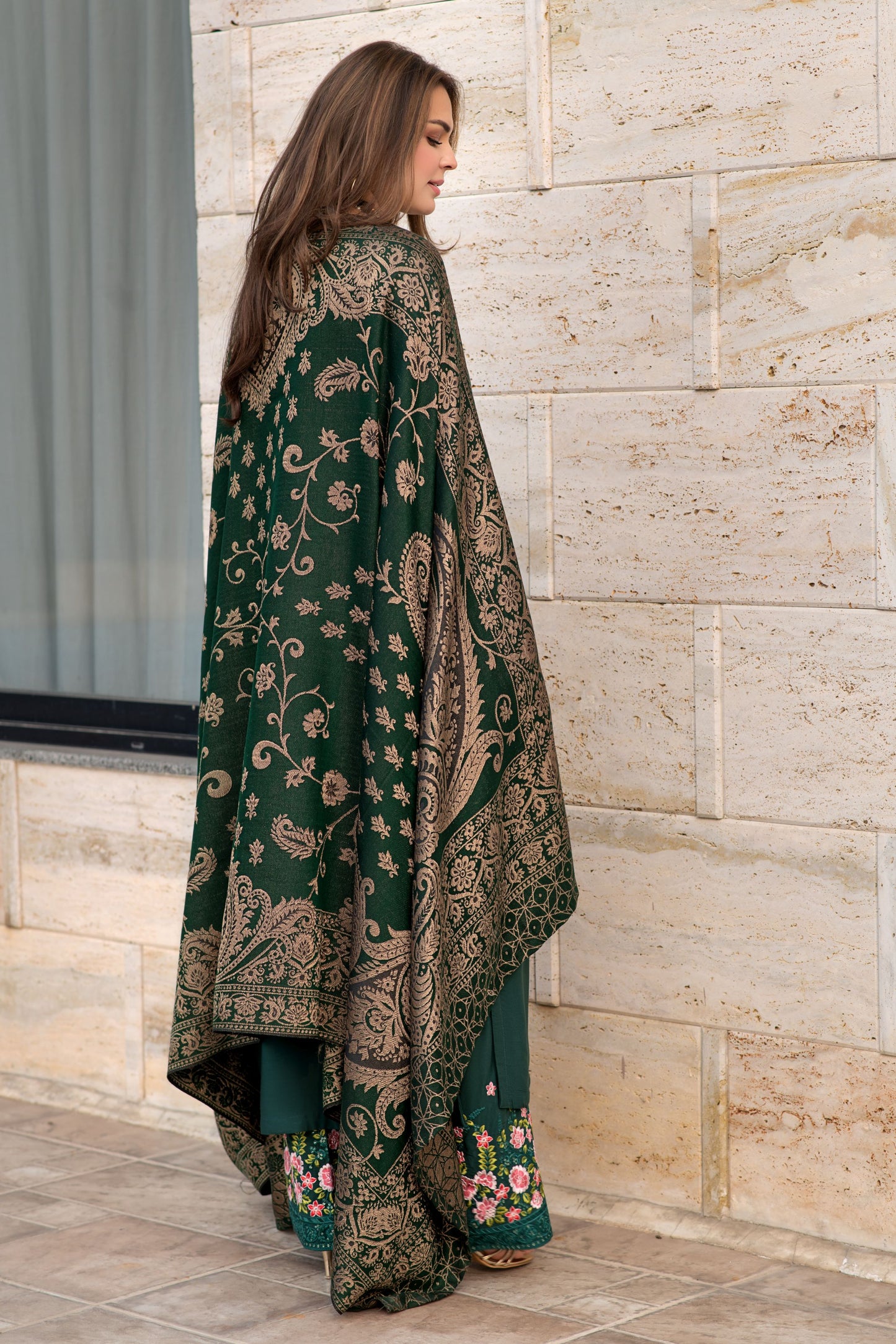 Zimal 3pc Winter Linen Dress with Multani Jacquard Shawl ZW10