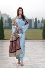Zimal 3pc Ready to Wear Linen Dress with Wool Jacquard Shawl ZW2