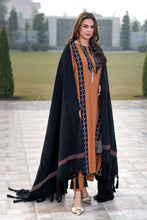 Zimal 3pc Linen Dress with Velvet-Thread Jacquard Shawl ZW6