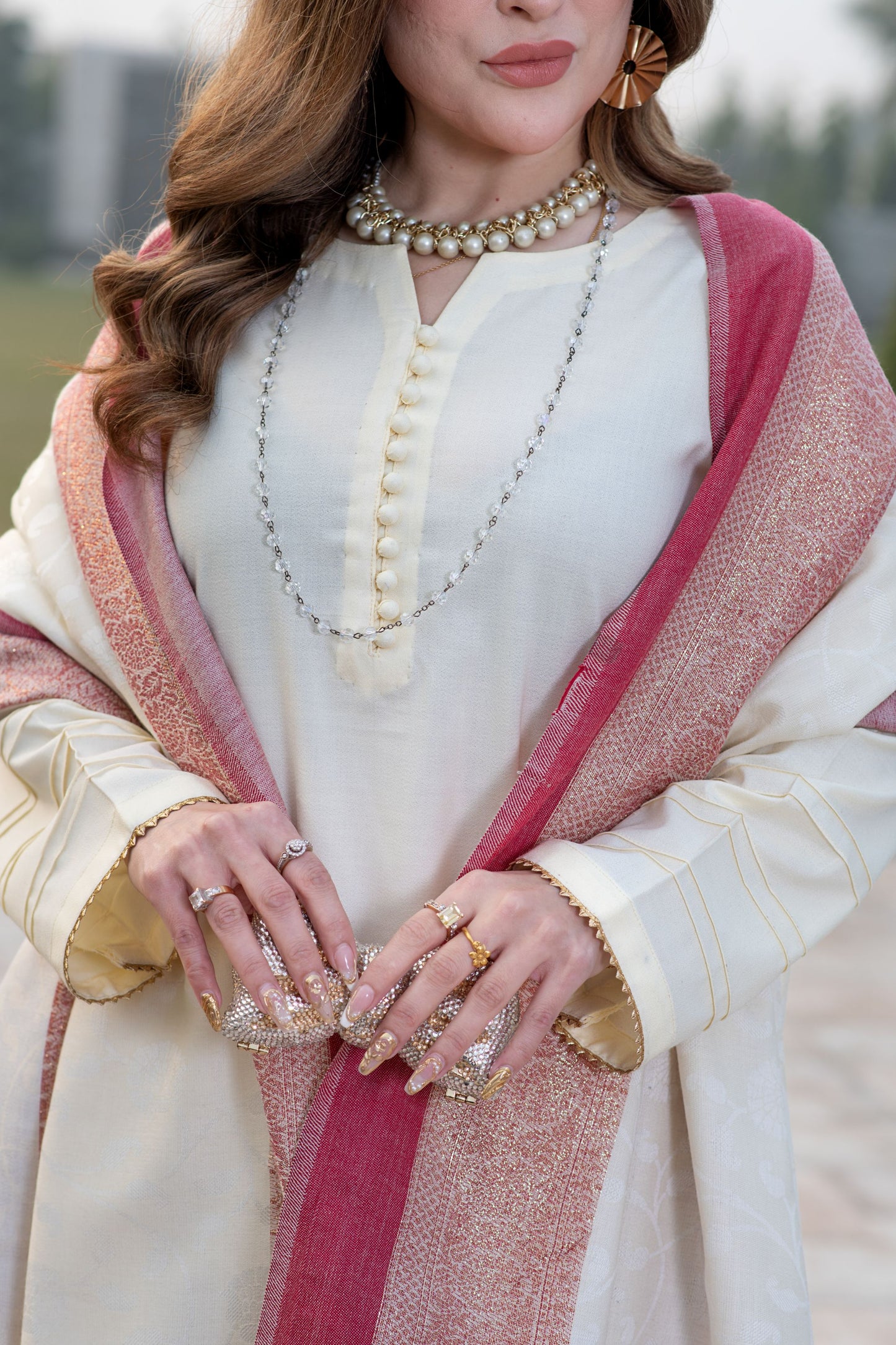 Aurum by Gul Warun – Ivory Multani Shawl Dhanak 3pc Suit GA5