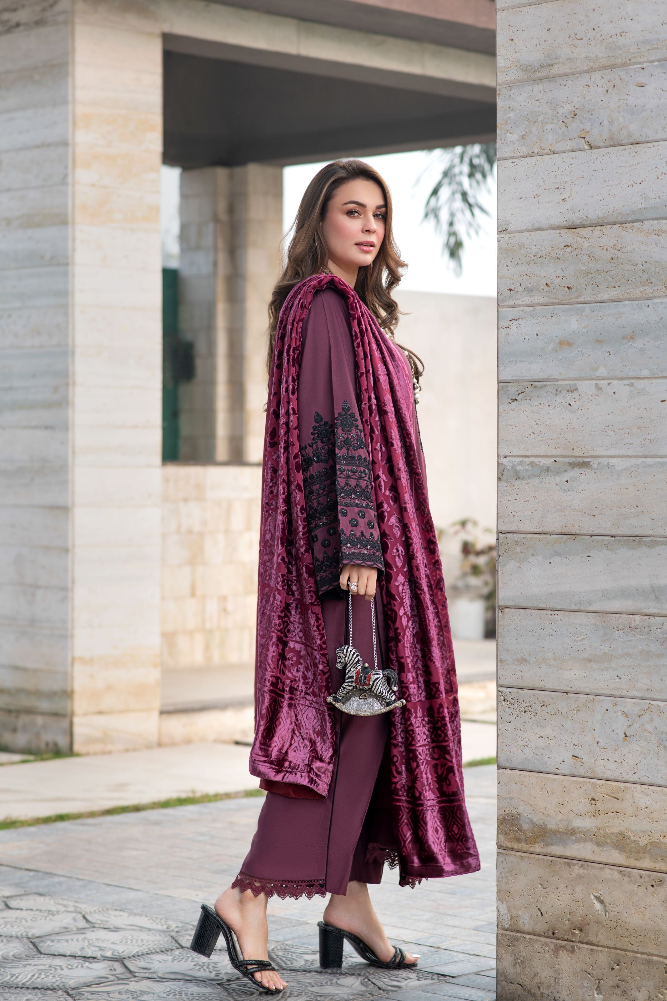 Zohra | 3pc Ready to Wear Winter Dress with Palachi Shawl ZAB6