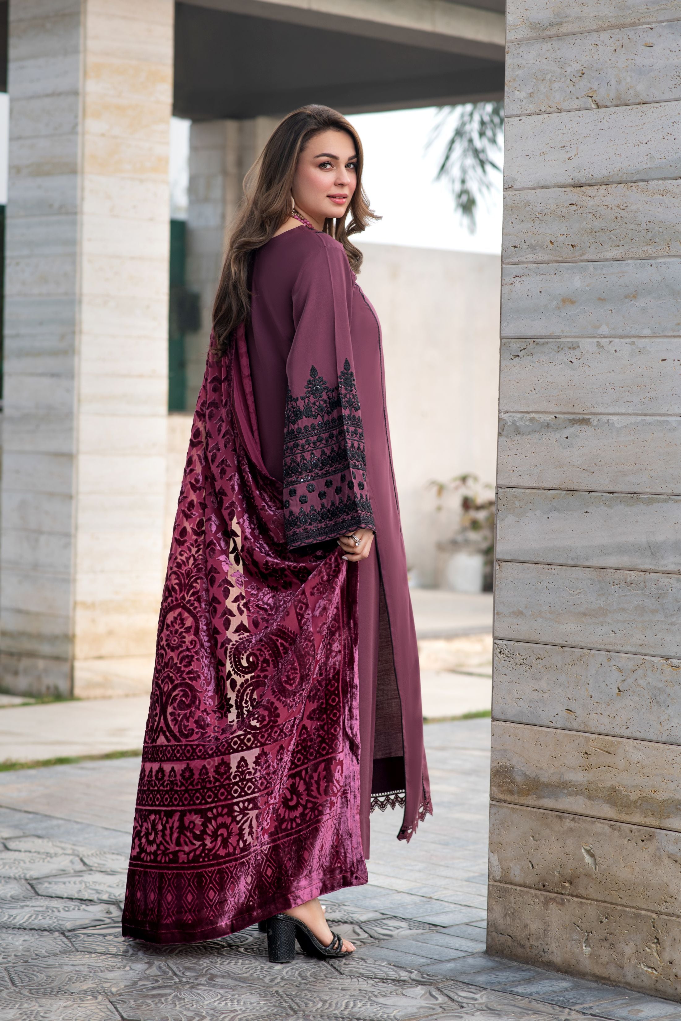 Zohra | 3pc Ready to Wear Winter Dress with Palachi Shawl ZAB6